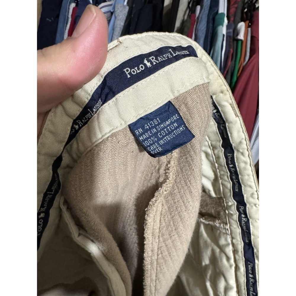 Polo Ralph Lauren Corduroy Pants Mens 38x34 Tan Pleated Polo Cords Classic Fit - Picture 6 of 7
